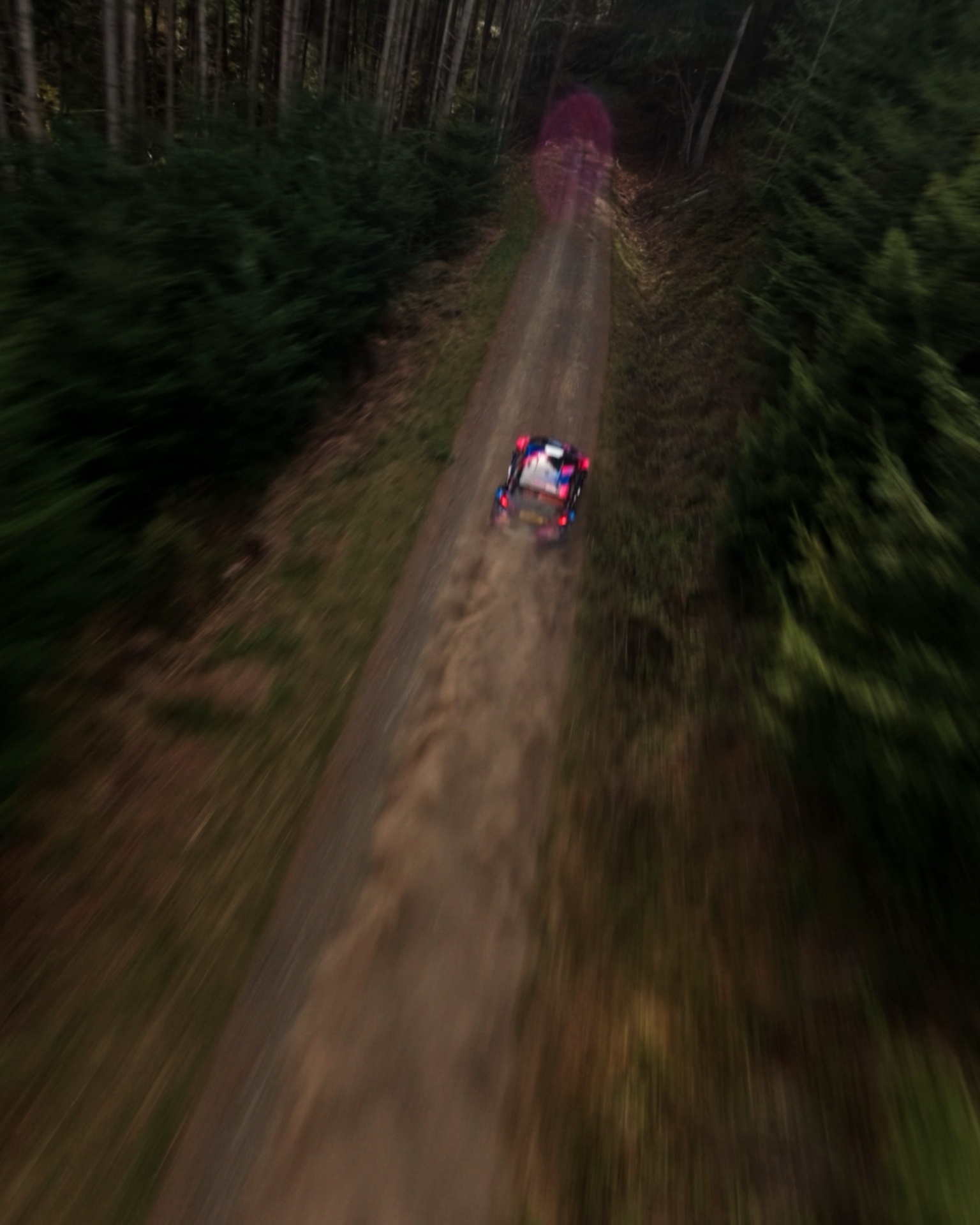 Rally car at speed
